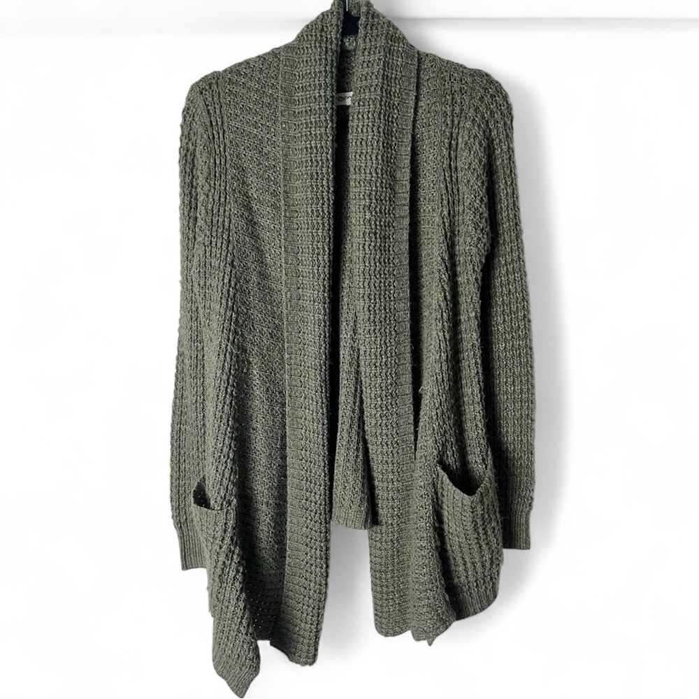 Rip Curl - Womenβs Waffle a lot Open Front Shawl Collar Cardigan Green - Sz. Mβ